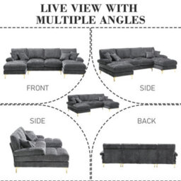 Matteo U-Shaped Modular Sectional Sofa In Gray Chenille Fabric - thumbnail 5