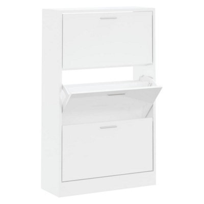 Berkfield Modern Shoe Cabinet High Gloss White 63X24X103 Cm Engineered Wood