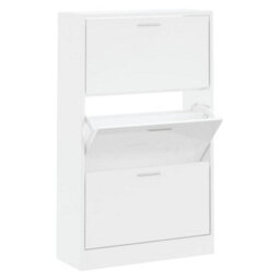 Berkfield Modern Shoe Cabinet High Gloss White 63X24X103 Cm Engineered Wood
