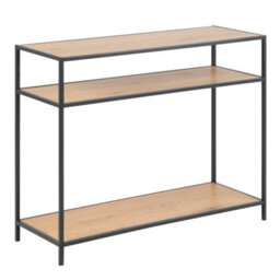 Furniture To Go Seaford Console Table, 2 Shelves In Black And Oak - thumbnail 1
