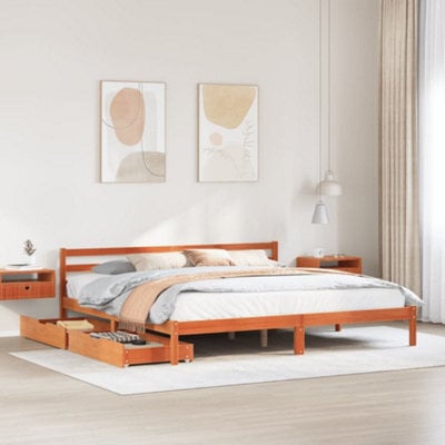 Berkfield Bed Frame Without Mattress Wax Brown 180X200 Cm Super King Solid Wood Pine - image 1