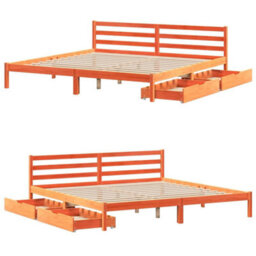 Berkfield Bed Frame Without Mattress Wax Brown 180X200 Cm Super King Solid Wood Pine - thumbnail 9