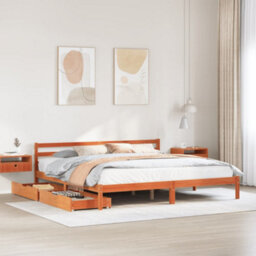 Berkfield Bed Frame Without Mattress Wax Brown 180X200 Cm Super King Solid Wood Pine - thumbnail 1