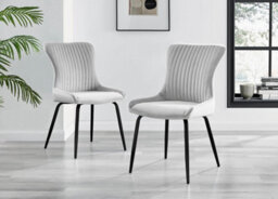 Furniturebox Uk Koko Walnut Effect Round Dining Table & 4 Light Grey Nora Black Leg Chairs - thumbnail 7