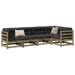 Berkfield 5 Piece Garden Sofa Set Impregnated Wood Pine - thumbnail 1