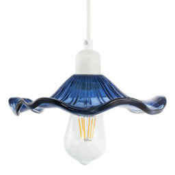 Happy Homewares Designer Ribbed Midnight Glass Pendant Shade With Wavy Ruffled Edge - thumbnail 5