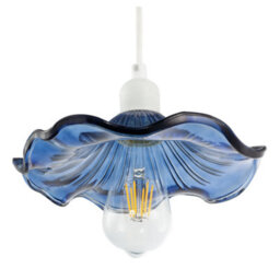 Happy Homewares Designer Ribbed Midnight Glass Pendant Shade With Wavy Ruffled Edge - thumbnail 4