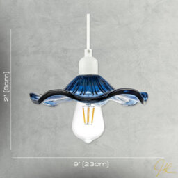 Happy Homewares Designer Ribbed Midnight Glass Pendant Shade With Wavy Ruffled Edge - thumbnail 7