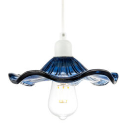 Happy Homewares Designer Ribbed Midnight Glass Pendant Shade With Wavy Ruffled Edge - thumbnail 2