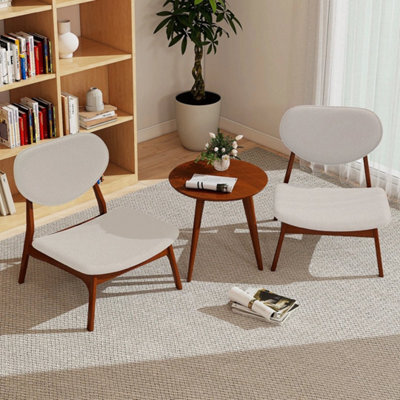 Set Of 2 Accent Chairs With Side Table Upholstered Living Room - image 1
