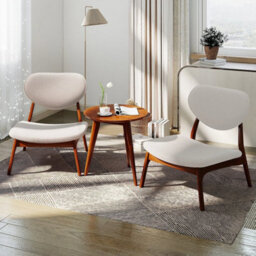 Set Of 2 Accent Chairs With Side Table Upholstered Living Room - thumbnail 3