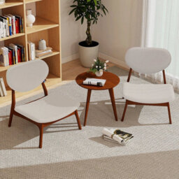 Set Of 2 Accent Chairs With Side Table Upholstered Living Room - thumbnail 1