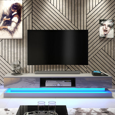 Bloom Tv Unit 180Cm Dark Grey With High Gloss Doors And Led Lighting - Creative Furniture - image 1