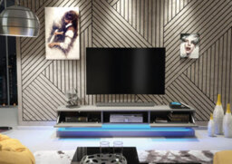 Bloom Tv Unit 180Cm Dark Grey With High Gloss Doors And Led Lighting - Creative Furniture - thumbnail 8