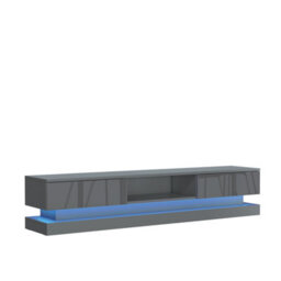 Bloom Tv Unit 180Cm Dark Grey With High Gloss Doors And Led Lighting - Creative Furniture - thumbnail 9
