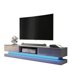 Bloom Tv Unit 180Cm Dark Grey With High Gloss Doors And Led Lighting - Creative Furniture - thumbnail 7