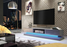 Bloom Tv Unit 180Cm Dark Grey With High Gloss Doors And Led Lighting - Creative Furniture - thumbnail 2