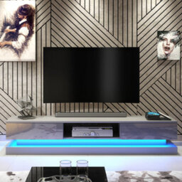 Bloom Tv Unit 180Cm Dark Grey With High Gloss Doors And Led Lighting - Creative Furniture - thumbnail 1