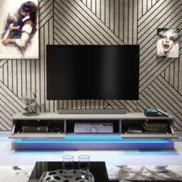 Bloom Tv Unit 180Cm Dark Grey With High Gloss Doors And Led Lighting - Creative Furniture - thumbnail 6