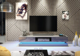 Bloom Tv Unit 180Cm Dark Grey With High Gloss Doors And Led Lighting - Creative Furniture - thumbnail 5