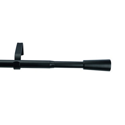 GoodHome Araxos Matt Black Extendable Cone Single Curtain Pole Set, (L)1200mm-2100mm (Dia)19mm - image 1