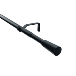 GoodHome Araxos Matt Black Extendable Cone Single Curtain Pole Set, (L)1200mm-2100mm (Dia)19mm - thumbnail 2