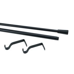 GoodHome Araxos Matt Black Extendable Cone Single Curtain Pole Set, (L)1200mm-2100mm (Dia)19mm - thumbnail 3