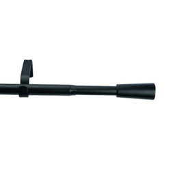 GoodHome Araxos Matt Black Extendable Cone Single Curtain Pole Set, (L)1200mm-2100mm (Dia)19mm - thumbnail 1