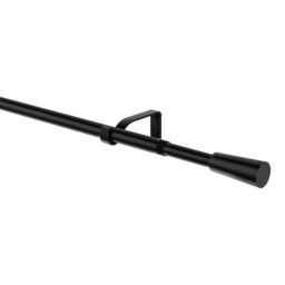 GoodHome Araxos Matt Black Extendable Cone Single Curtain Pole Set, (L)1200mm-2100mm (Dia)19mm - thumbnail 5