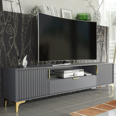 Creative Furniture Tide Crest Tv Unit 200Cm - Dark Grey & Gold - image 1