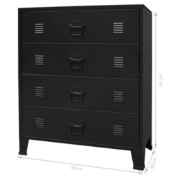 Vidaxl Chest Of Drawers Metal Industrial Style 78X40X93 Cm Black - thumbnail 3