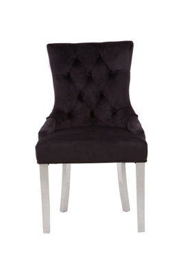 Orsina Luxe Black Velvet Upholstered Dining Chair, Kitchen Chair, Modern Chairs For Outdoor Patio, Lounge Chair - image 1