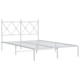 Berkfield Metal Bed Frame Without Mattress With Headboard White 120X190Cm - thumbnail 3