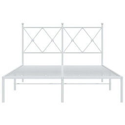 Berkfield Metal Bed Frame Without Mattress With Headboard White 120X190Cm - thumbnail 4