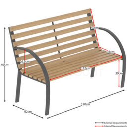 Lassic Garden Vida 2 Seater 120Cm Wide Slatted Traditional Garden Outdoor Bench - thumbnail 2