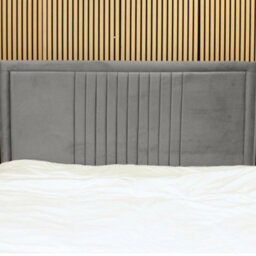 "Urban Textures - Veneto Luxury 20"" High Plush Velvet Fabric Upholstered Line Headboard - Grey" - thumbnail 1