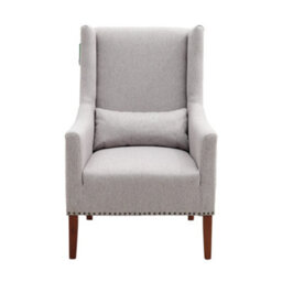 Living And Home Grey Nailhead Wide Linen Wing Back Chair Armchair With Cushion - thumbnail 5