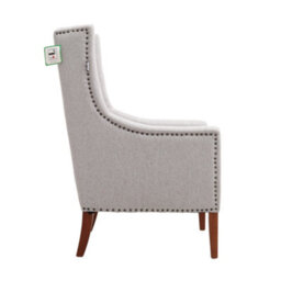 Living And Home Grey Nailhead Wide Linen Wing Back Chair Armchair With Cushion - thumbnail 3