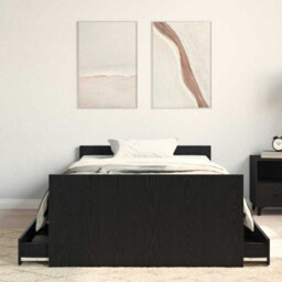Walplus Bed Frame With Headboard Black Oak 90 X 200 Cm Engineered Wood - thumbnail 4