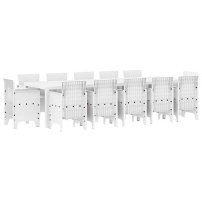 Berkfield Modern Garden Dining Set 13 Pcs White Poly Rattan