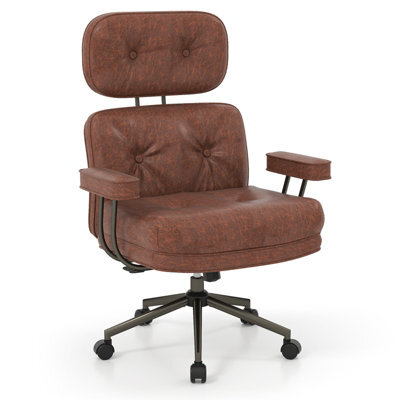 Costway Ergonomic Home Office Chair Suede Fabric Task Chair W/ Wide Tufted Seat - image 1