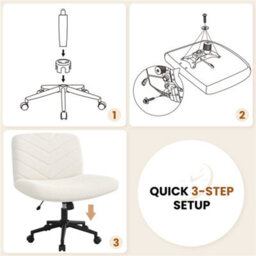 Yaheetech Swivel Armless Boucle Swivel Desk Chair With Star Base - Ivory - thumbnail 8