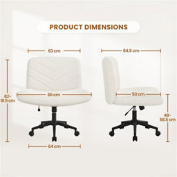 Yaheetech Swivel Armless Boucle Swivel Desk Chair With Star Base - Ivory - thumbnail 3