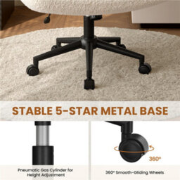 Yaheetech Swivel Armless Boucle Swivel Desk Chair With Star Base - Ivory - thumbnail 4