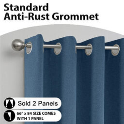 Aspire Homeware Blue Linen 100% Blackout Curtain Thermal Insulated Eyelet Curtain Pair (W)228Cm X (D)228Cm With Tie Back Pair - thumbnail 2