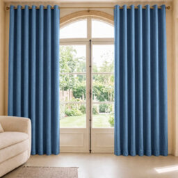 Aspire Homeware Blue Linen 100% Blackout Curtain-Thermal Insulated Eyelet Room Darkening Curtain Pair (W)228Cm X (D)228Cm - thumbnail 9