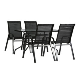 Harbour Housewares 4 Seater Metal Garden Furniture Set - 120Cm X 70Cm - Black - thumbnail 1
