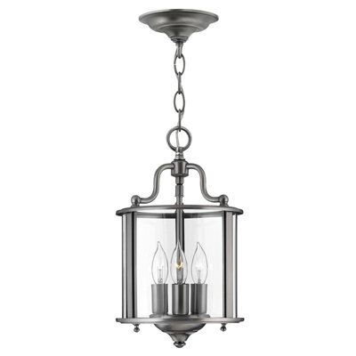 Stylish 3 Bulb Pewter Ceiling Pendant Light With Led E14 Fittings