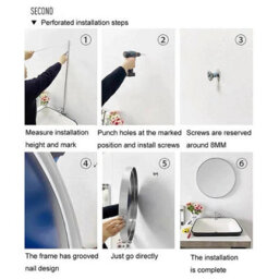 Large Round Wall Mirror 50X50Cm Bathroom Bedroom Makeup And Dressing Mirror - thumbnail 4