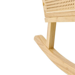 Thehotsale Beige Linen Wooden Rocking Chair With Wood Frame Upholstered Recliner Armchair Rocker Lounge Chair - thumbnail 8